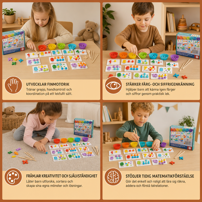 Montessori Kulor Med Siffror Och Färgsorteringsset För Att Lära Sig Räkna