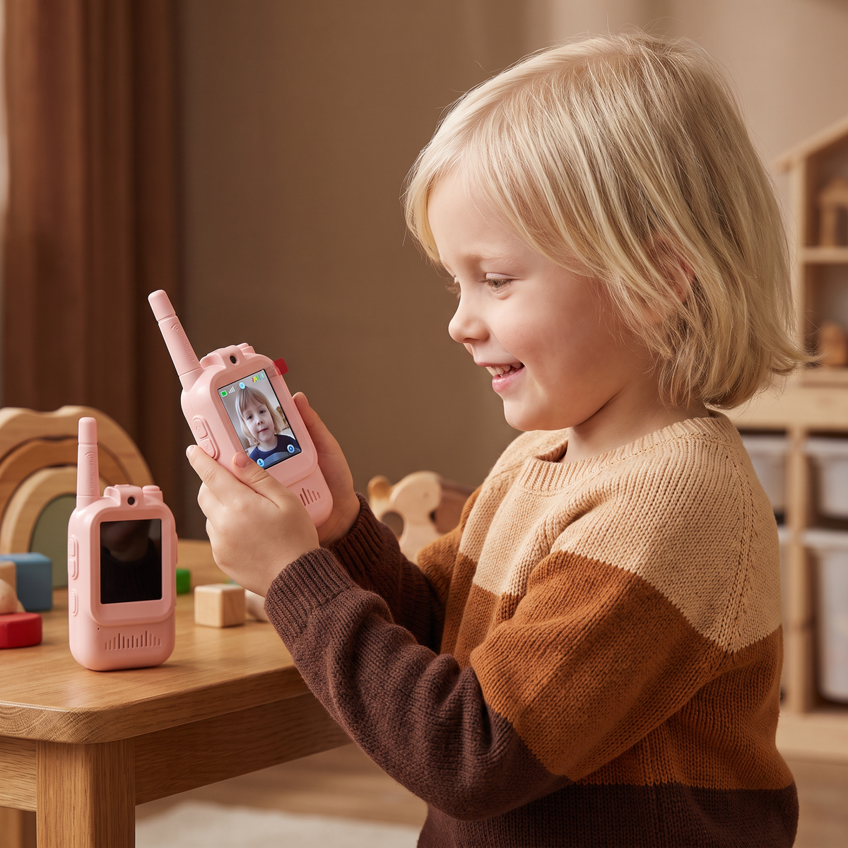 Set 2 Walkie-Talkies Video för Barn – Interkom med Kamera och Skärm