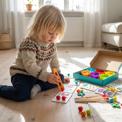 Montessori Kulor Med Siffror Och Färgsorteringsset För Att Lära Sig Räkna