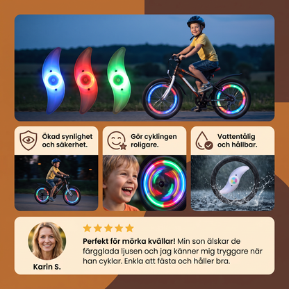 Färgglada LED-ekerslampor för cykelhjul