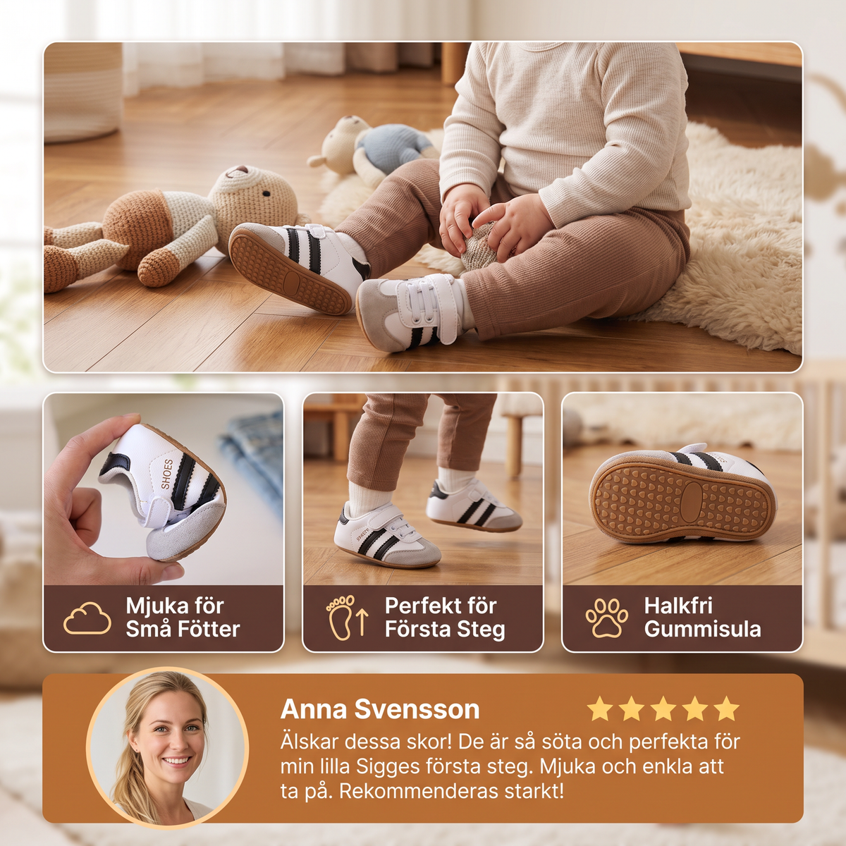 Klassiska Retro-Babysneakers – Mjuka Första Gångsskor Med Mjuk Sula