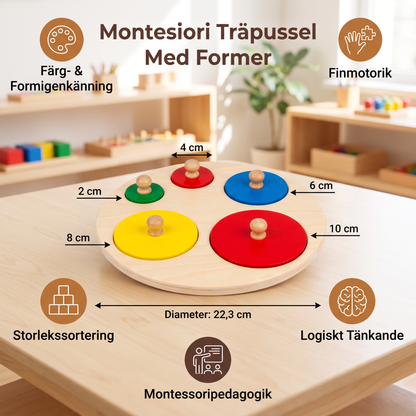 Montessori Träpussel Med Former – Pedagogisk Leksak För Sortering Av Geometri Och Färger För Barn