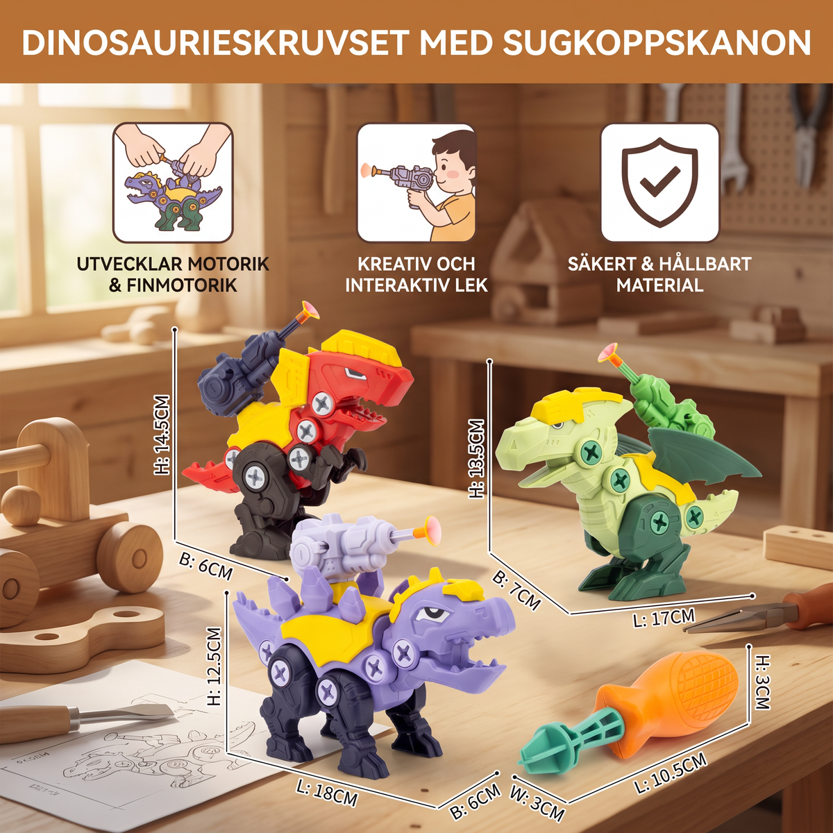 Dinosaurieskruvset med sugkoppskanon